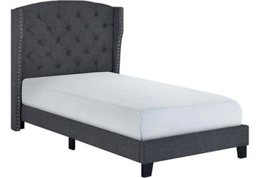 Full Size Platform Bed, Grey Color, SKU#105266GY-F