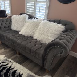 Oversized Couch and Chaise Brittany Charcoal