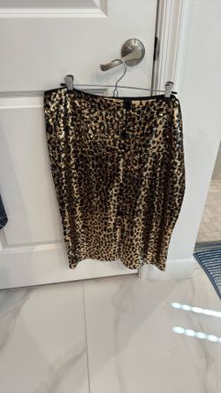 Michael Kors Quence Golden Black Cheetah Print Skirt