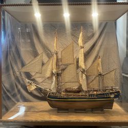 Ship Model Scale Model And Case Wood HMS BOUNTY 40L x 35"H 