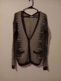 Black and white striped women's cardigan