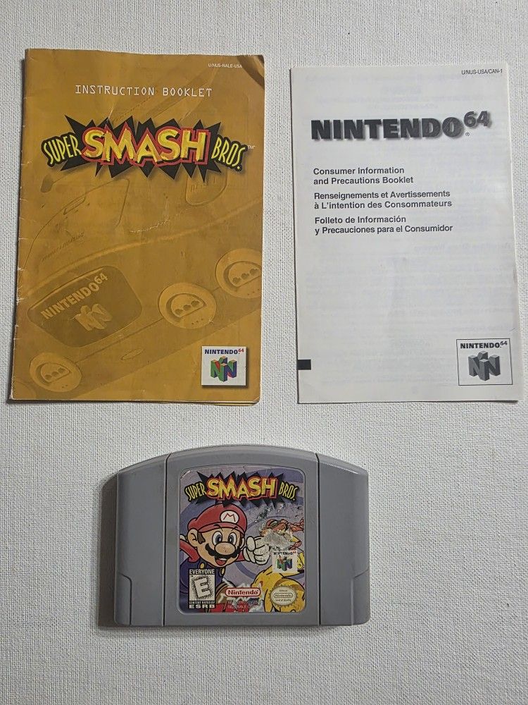Super Smash Bros. (Nintendo 64, 1999) – Cartridge + Manual + Inserts – Authentic!