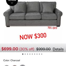 3-Seater Sofa – $1,000 Retail – Deep Cleaned – Now $300 | Charcoal Couch | Great Condition