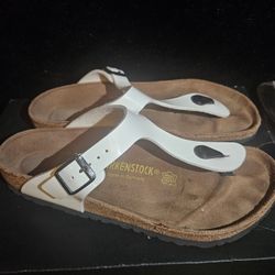 Birkenstock Women's Gizeh Birko-Flor White Sandals 