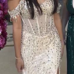 Prom Dress, champagne sparkle small