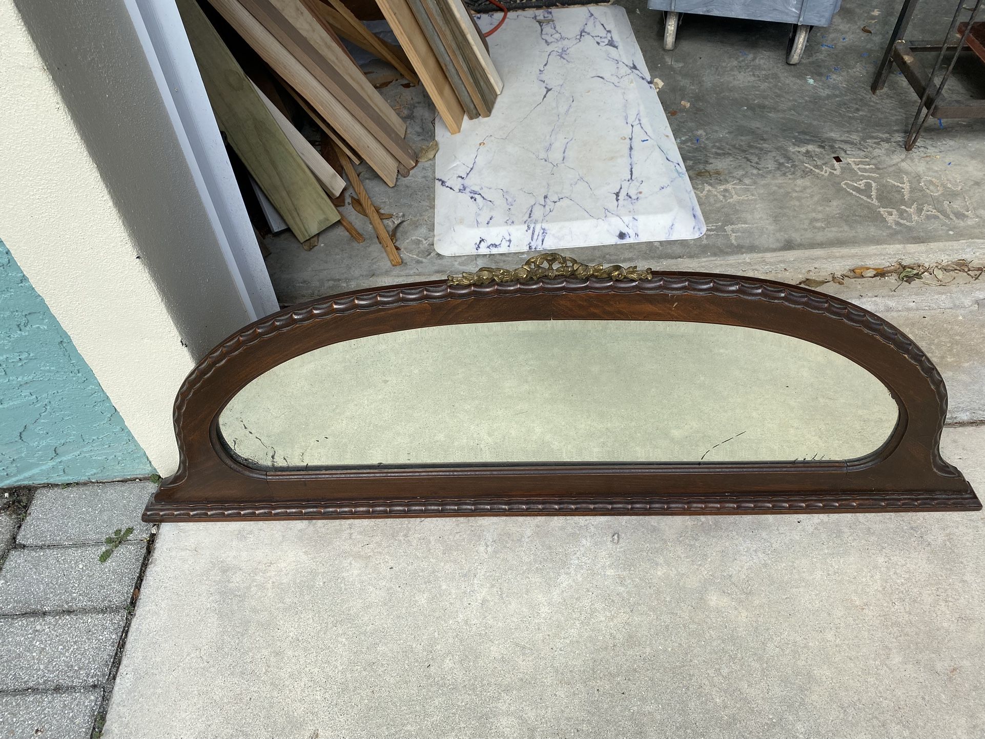 Old Beveld Mirror In Wood Frame