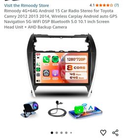 Rimoody 4G+64G Android 15 Car Radio Stereo for Toyota Camry 2012 2013 2014 + Backup Camera