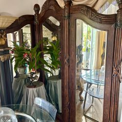 Large 3 Piece, wood and mirrored Partition