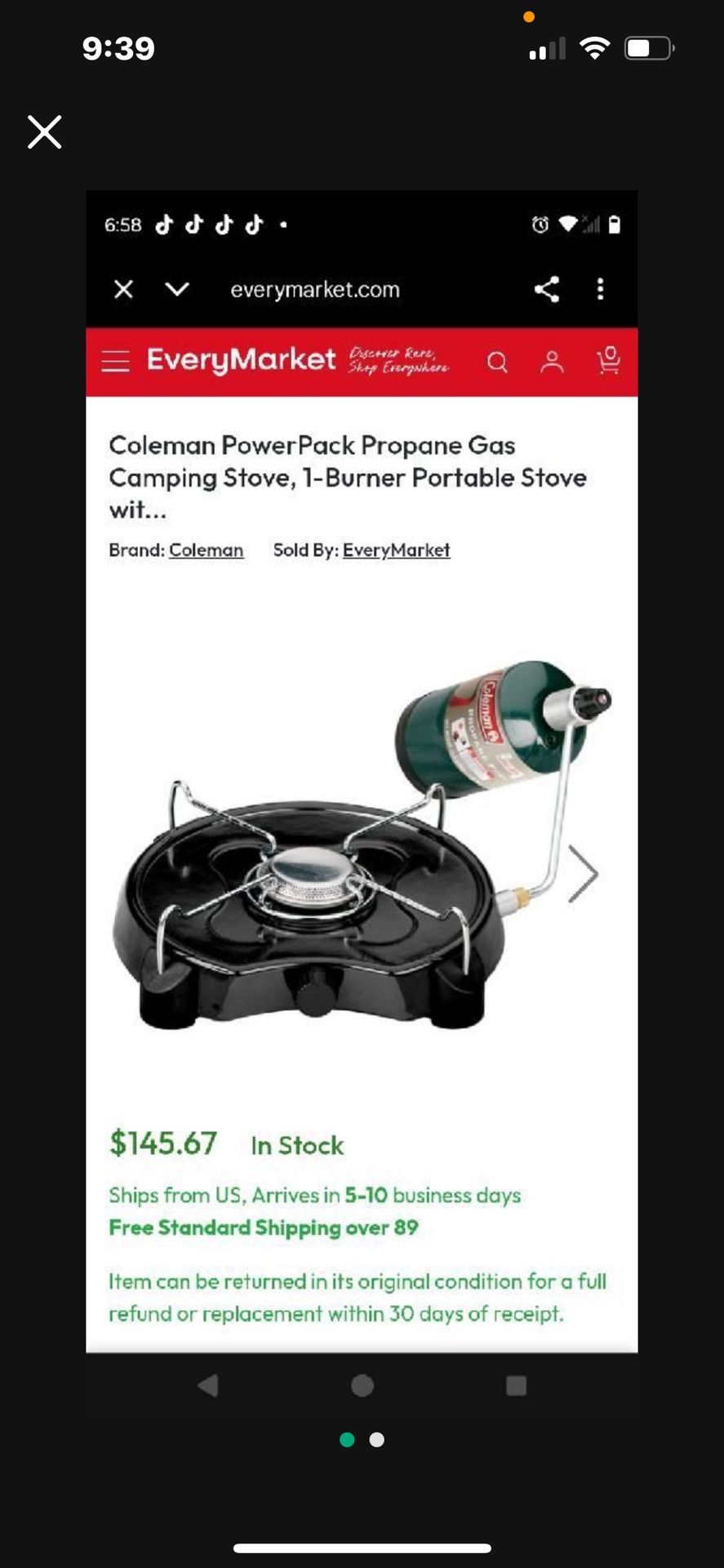 Coleman power pack, propane camping stove