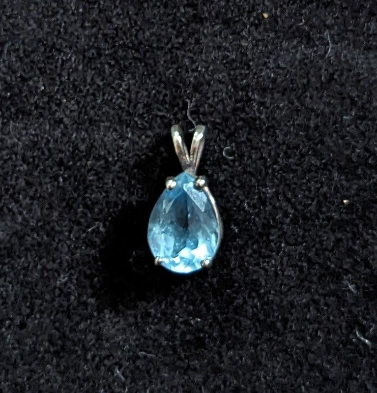 Pale Blue Pear Shaped Topaz Pendant Set In Sterling Silver 