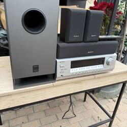 Onkyo Receiver Subwoofer And Sony Speakers 