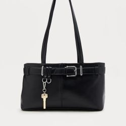 Madeline Faux Leather Handbag - Black