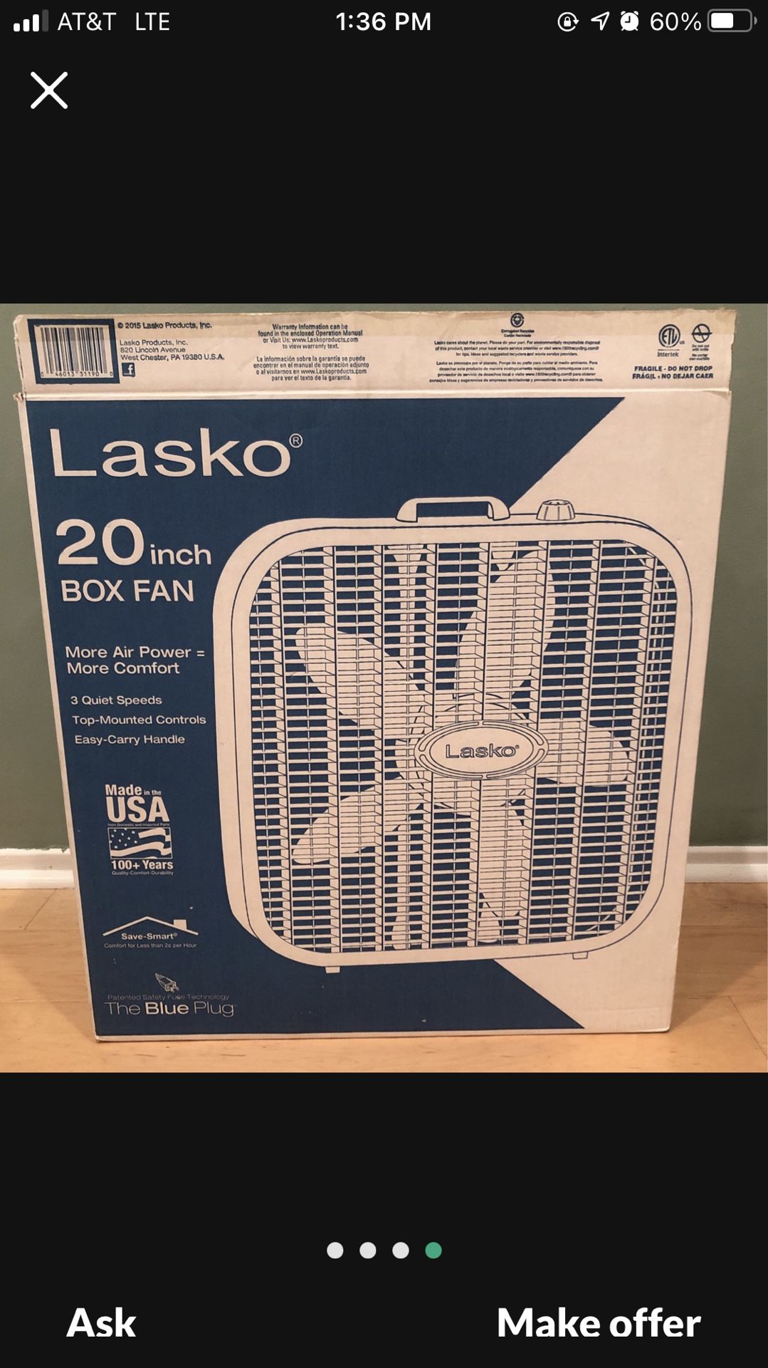 Lasko 20” Box Fan