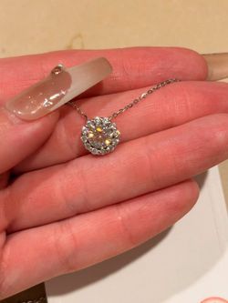 1 Carat Lab Grown Diamond Silver Necklace 