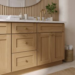 White Oak 72” Vanity with Quartz – Local Pickup