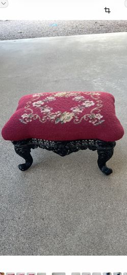 Vintage Needlepoint Foot Rest