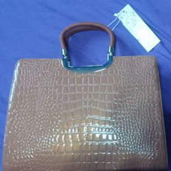 Alligator Impression Dasein Purse  Beige/Brown 