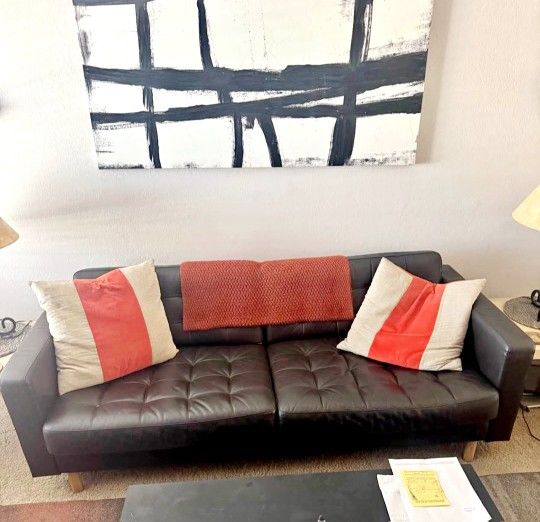 Gorgeous Leather Espresso Colored Sofa