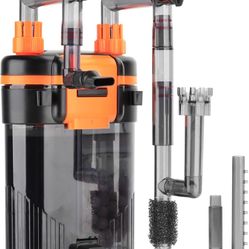 hygger Hang-On-Back Canister Aquarium Filter,No Dry Burning Quiet Fish Tank Filter with Duckbill Nozzle Shower Pipe Outlet Oil Skimmer Adjustable Wate