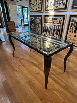 Ornate Wrought Iron & Glass Table