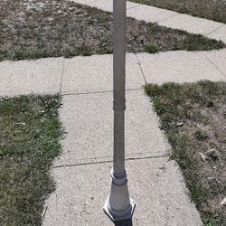 Vintage White Light Pole Cast Metal Outdoor 