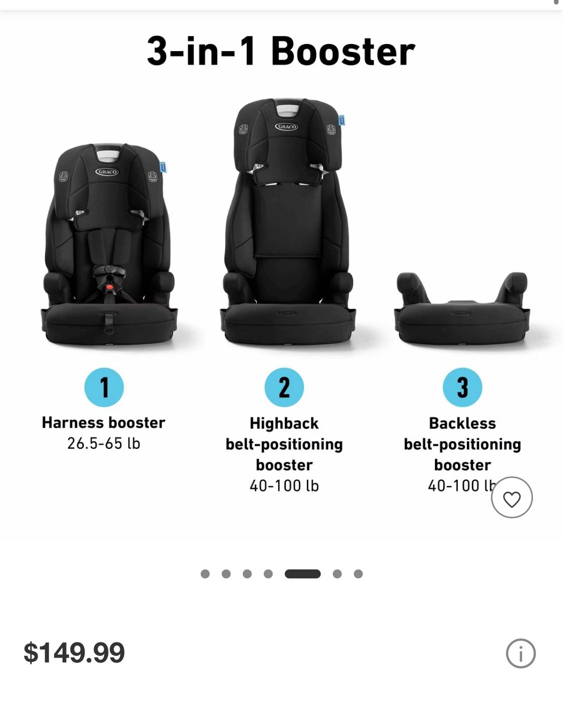 3- In  - 1 Graco Booster Seat