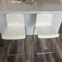 IKEA Glenn White Metal Chrome Bar Stools