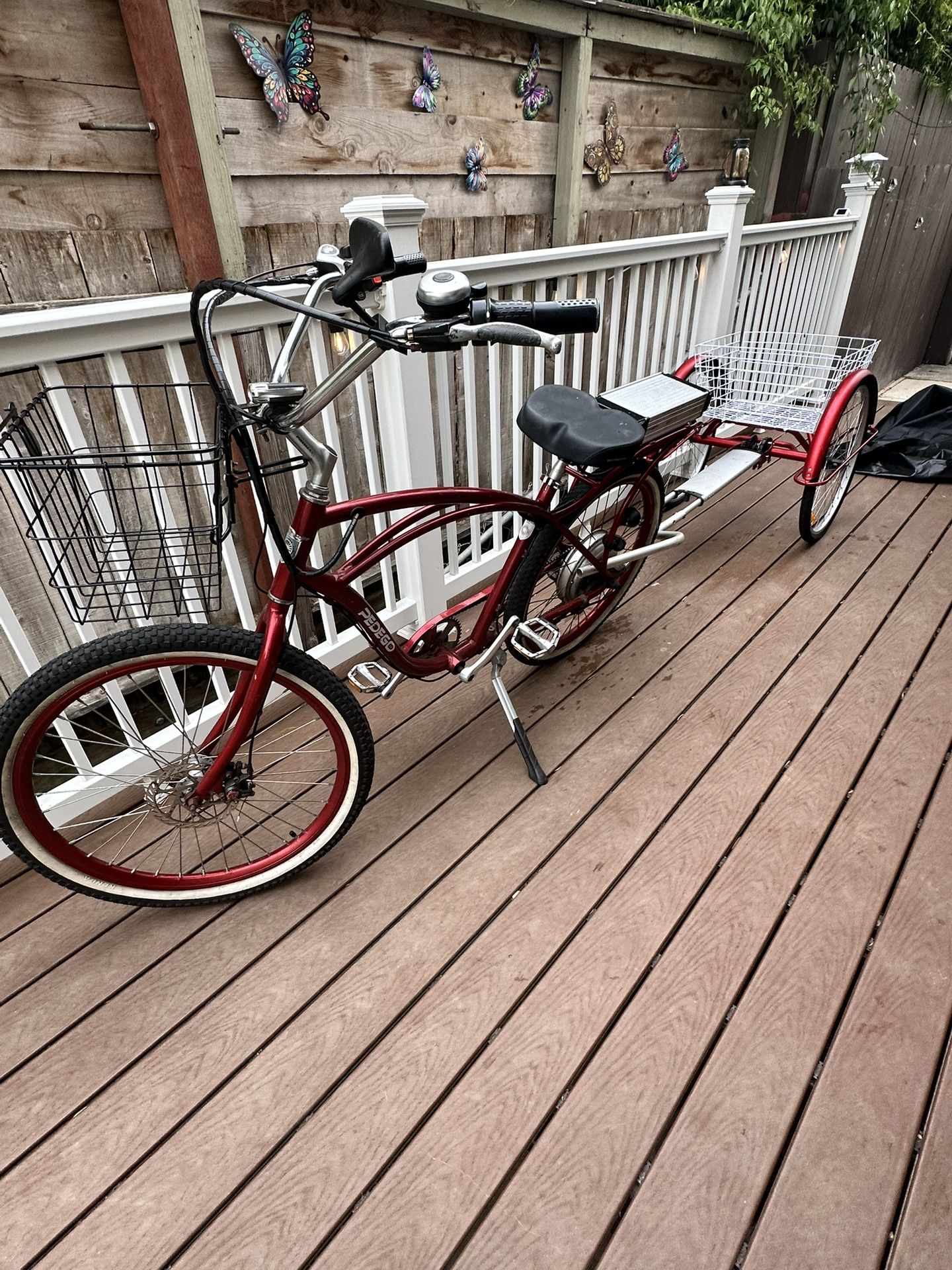 Pedego Cruiser Electric Bike With Tow Along Two Wheel Basket