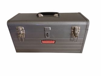 1950’s Craftsman Metal Tool Box – Gray Portable Toolbox
