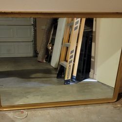 Large Rustic Mirror With Gold Trim