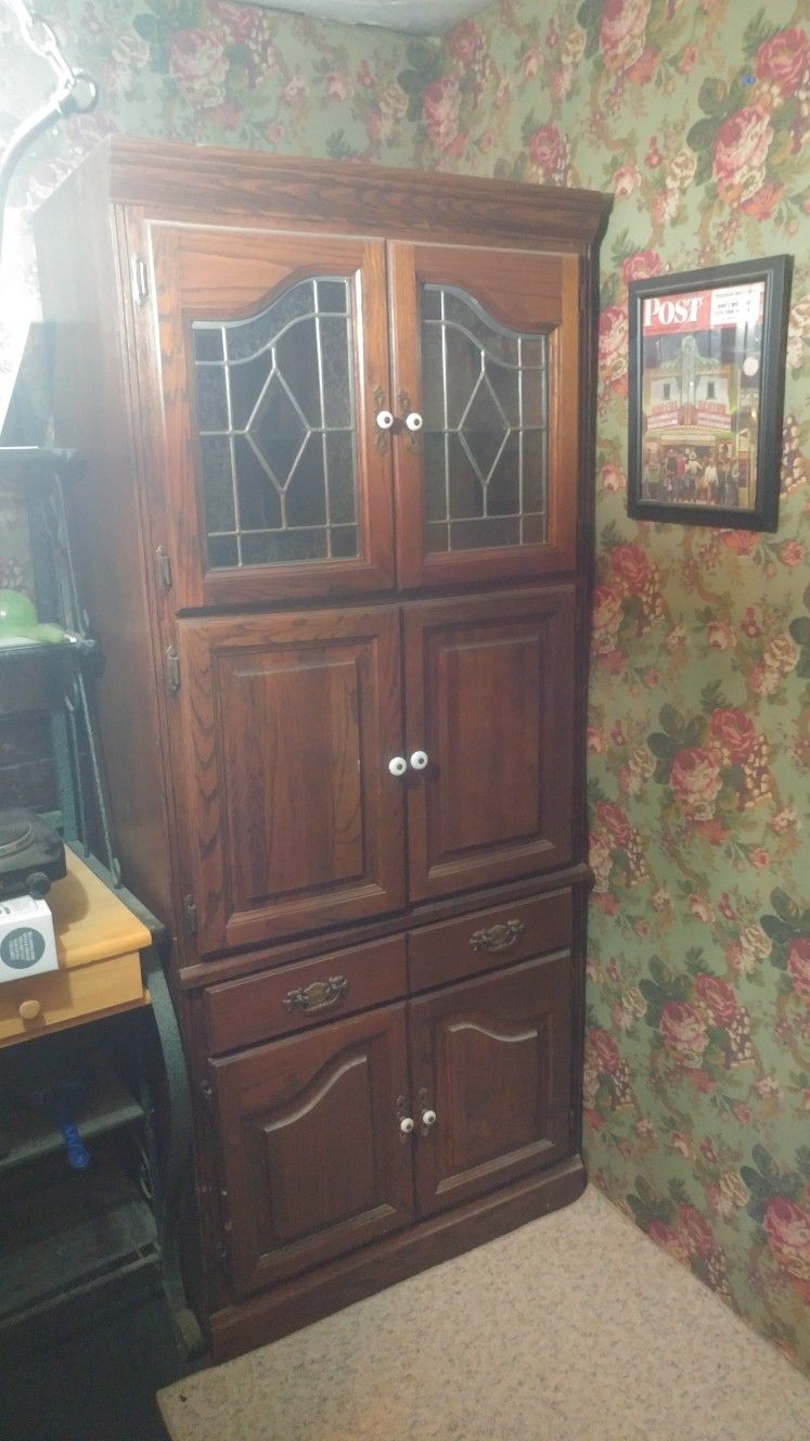 Antique Wooden Vintage Cabinet Armoire Storage Drawers