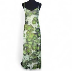 Motel Rocks Green Floral Mesh Maxi Grunge V neck Dress Womens Size L NEW