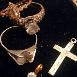 Vintage Jewelry Lot,Sterling Silver &Gp,Rings Pendants