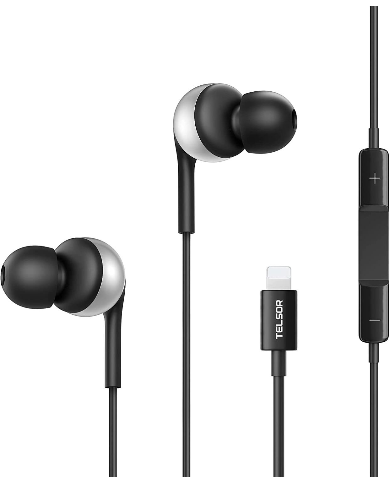 Headphones Wired Earbuds for iPhone 14 13 12 11 Pro Max Xs Plug and Play, TELSOR Headphones for iPhone with Mic Noise Isolation, Stereo Bass in-Ear He