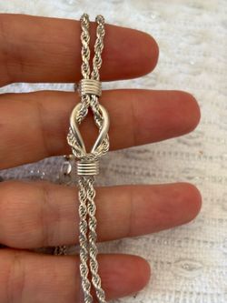 Sterling silver nautical knot double rope bracelet