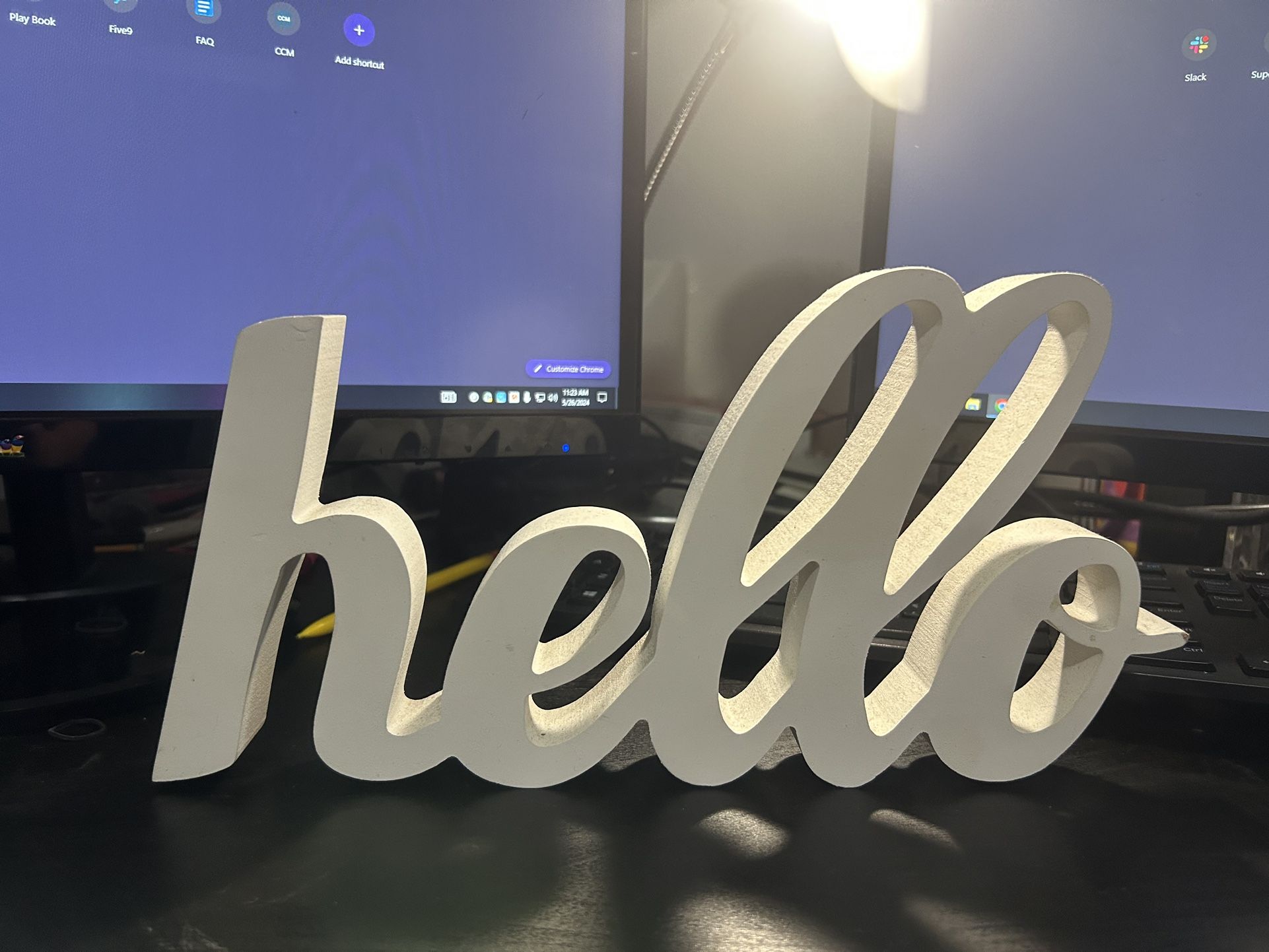 Thick Wooden Decor “HELLO”