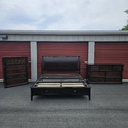 King-size Bed frame w/ drawers + 2 Dressers