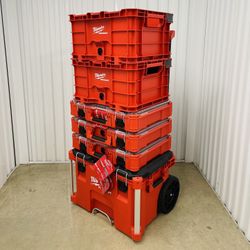 Milwaukee Rolling Box, 3 Organizers, 2 Crate