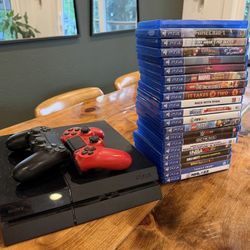 PS4 Slim + 2 Controllers + Games Bundle – Great Condition