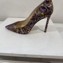 Jimmy Choo Purple and Gold Brocade Heels