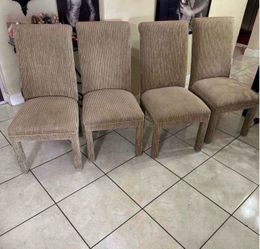 4 Upholstered High-Back Dining Chairs- Good Condition