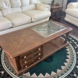 Matching Wood Coffee And End Table