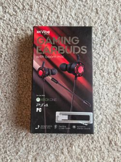 Vibe Gaming Earbuds with Detachable Boom Mic Wired In-Ear Headset PS4 Xbox One PC