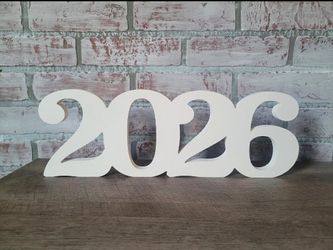 2026 white faux wood sign.