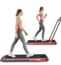 Goplus 2 in 1 Folding Treadmill, 2.25HP Under Desk Electric Superfit Treadmill, Installation-Free with APP Control, Remote Control, Bluetooth Speaker,
