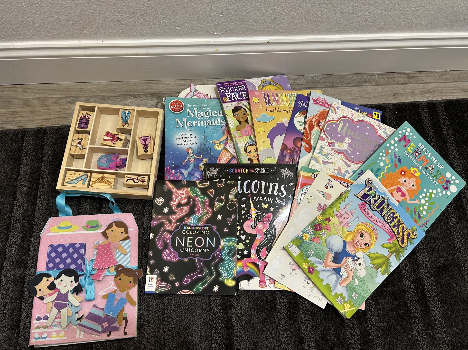 Unicorn/ Princess Coloring books Stamps 