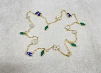 High End New Pure Silver S925 Plated 18K Gold Lucky Blue Agate butterfly Ladybug Clover Series Luxury Bracelet