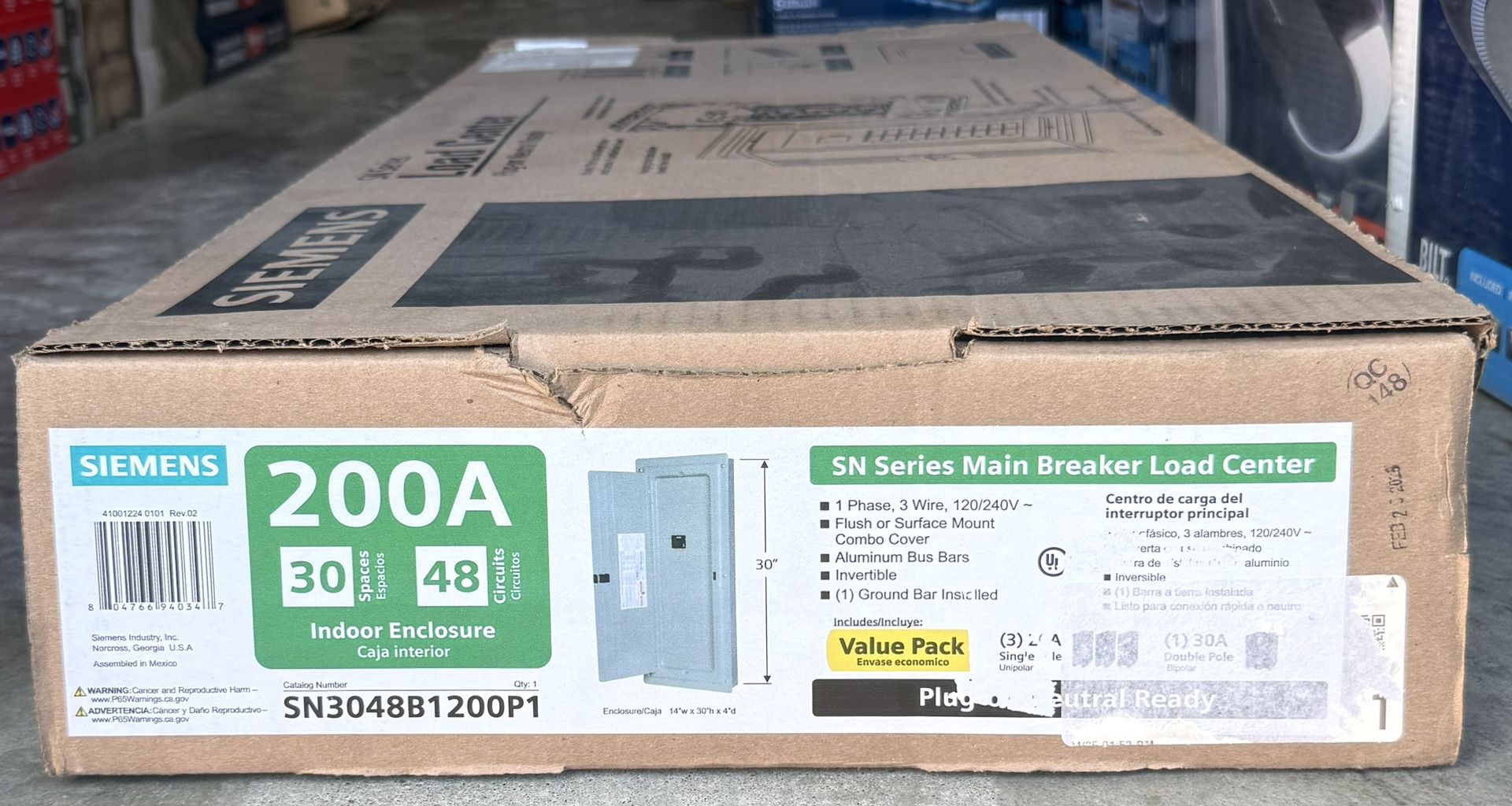 Siemens 200 Amp 30 Spaces 48 Circuit Indoor Main Breaker Plug On Neutral Load Center Value Pack New