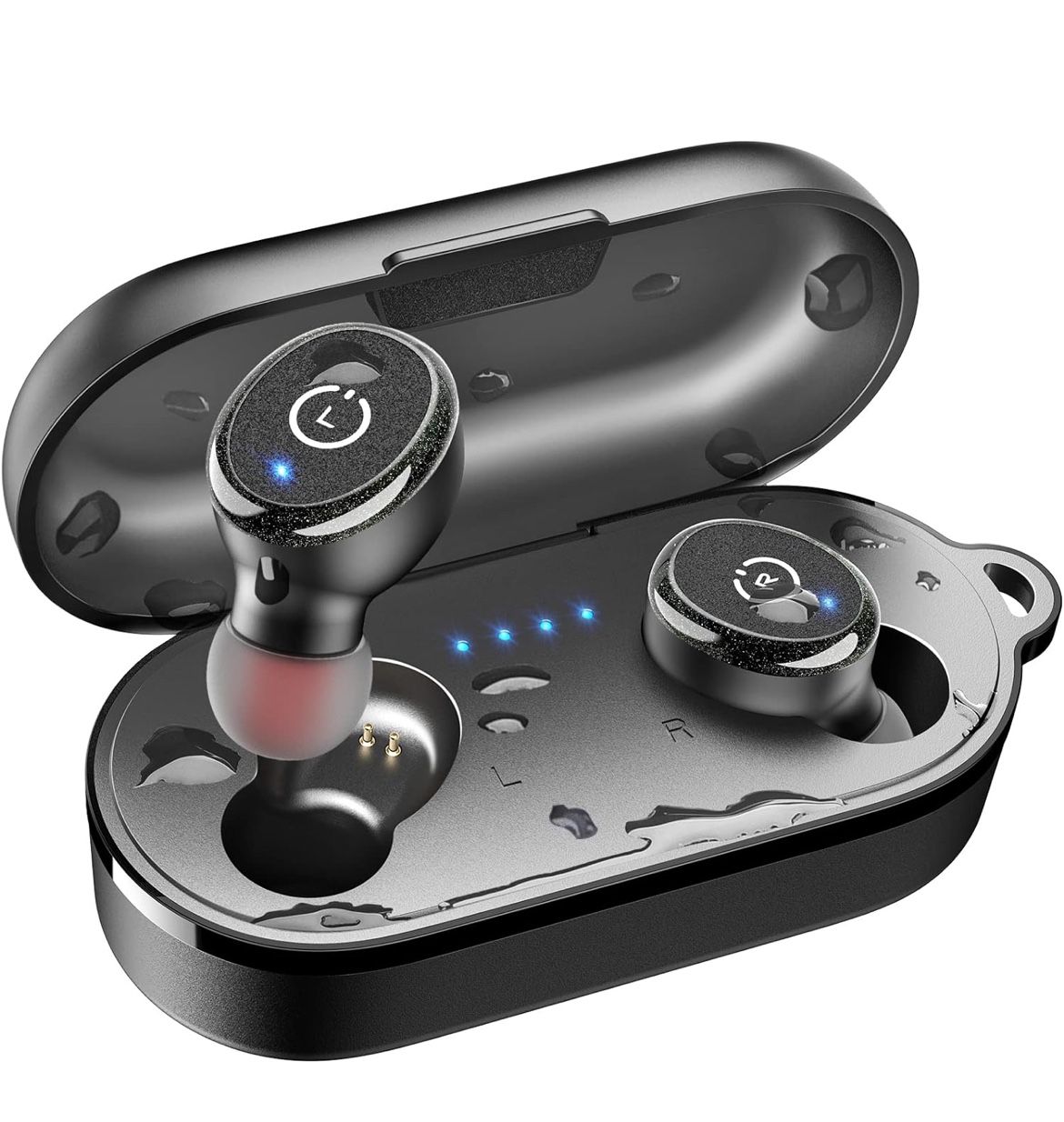 Open Box TOZO T10 Wireless Earbuds with Wireless Charging Case, Waterproof Black