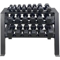 Fettle Fitness Rubber Hex Dumbbells 5-50lbs Set 